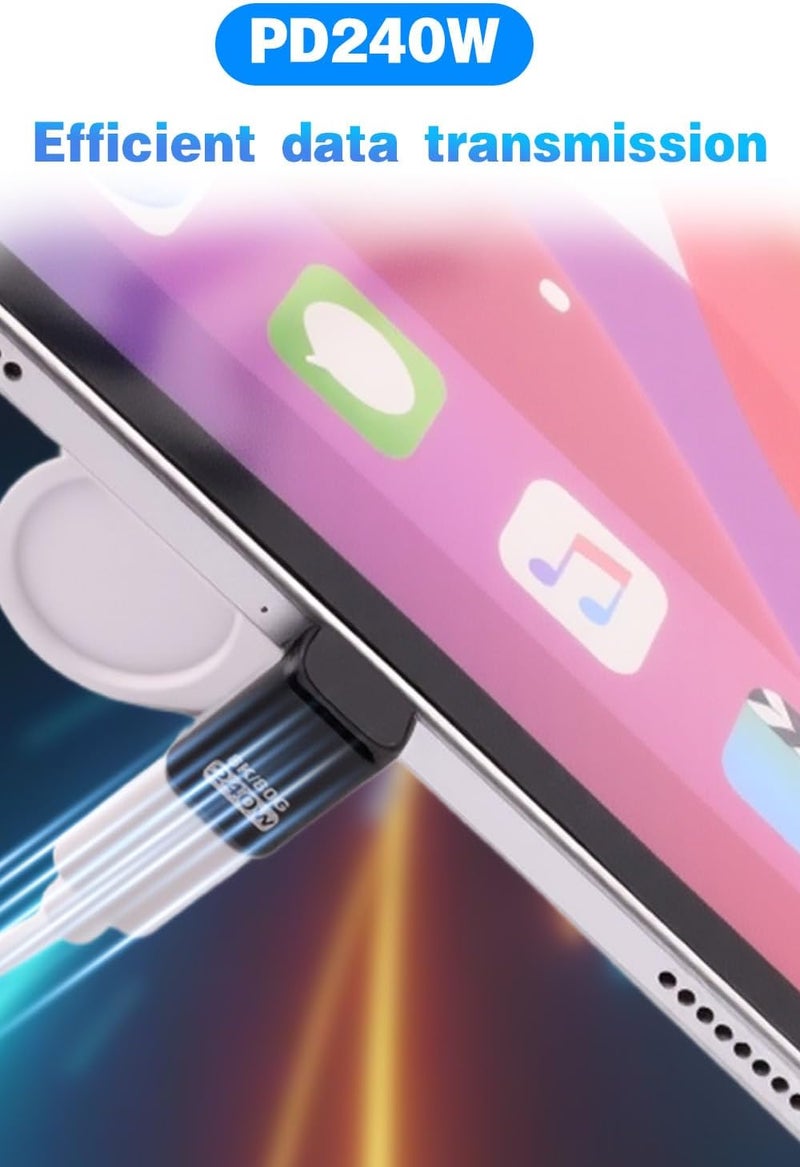 Duttek USB C 90 Degree Adapter [240W 80Gbps 8K@60Hz], 90 Degree USB C Adapter Compatible with Thunderbolt 5 Cable, Type-C Extender for Steam Deck, MacBook, Smart Tablet & Phone 2 Pack - Image 3